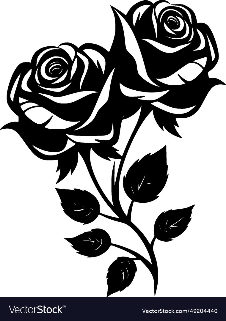 Roses - black and white Royalty Free Vector Image