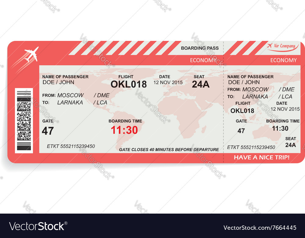 Airline boarding pass Royalty Free Vector Image