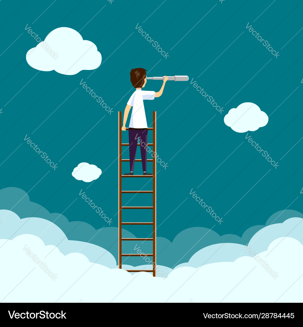 Businessman standing on a ladder Royalty Free Vector Image
