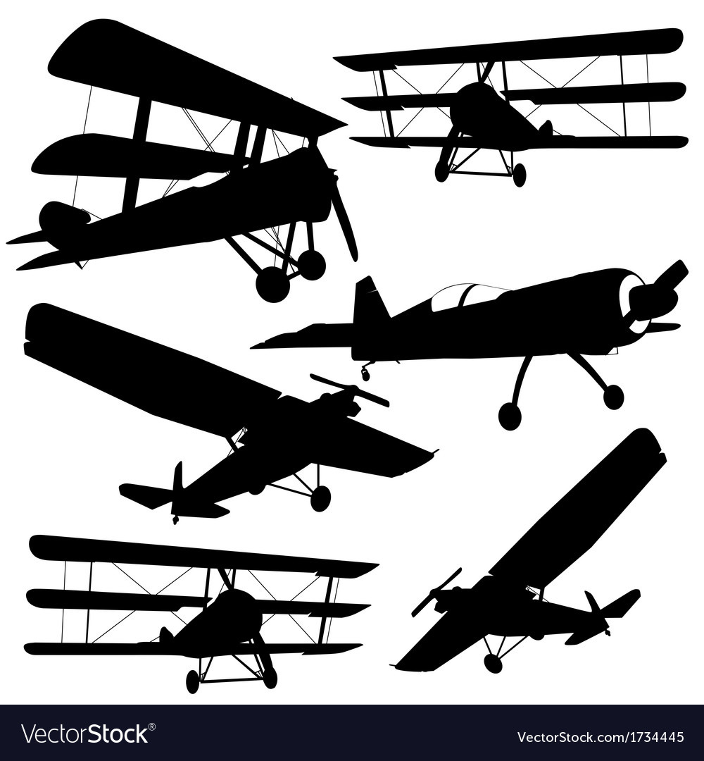 Collection of different combat aircraft silhouette