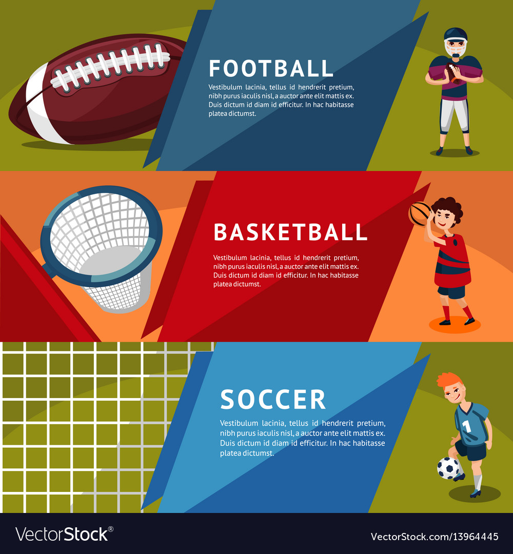 Team sport banners with balls Royalty Free Vector Image