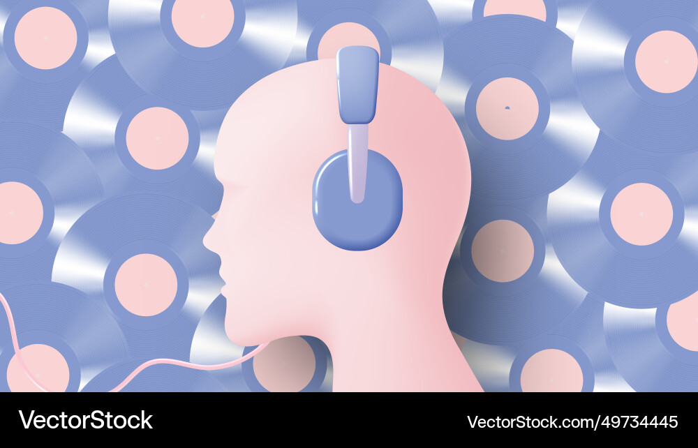 Human with headphone for musical apps and websites