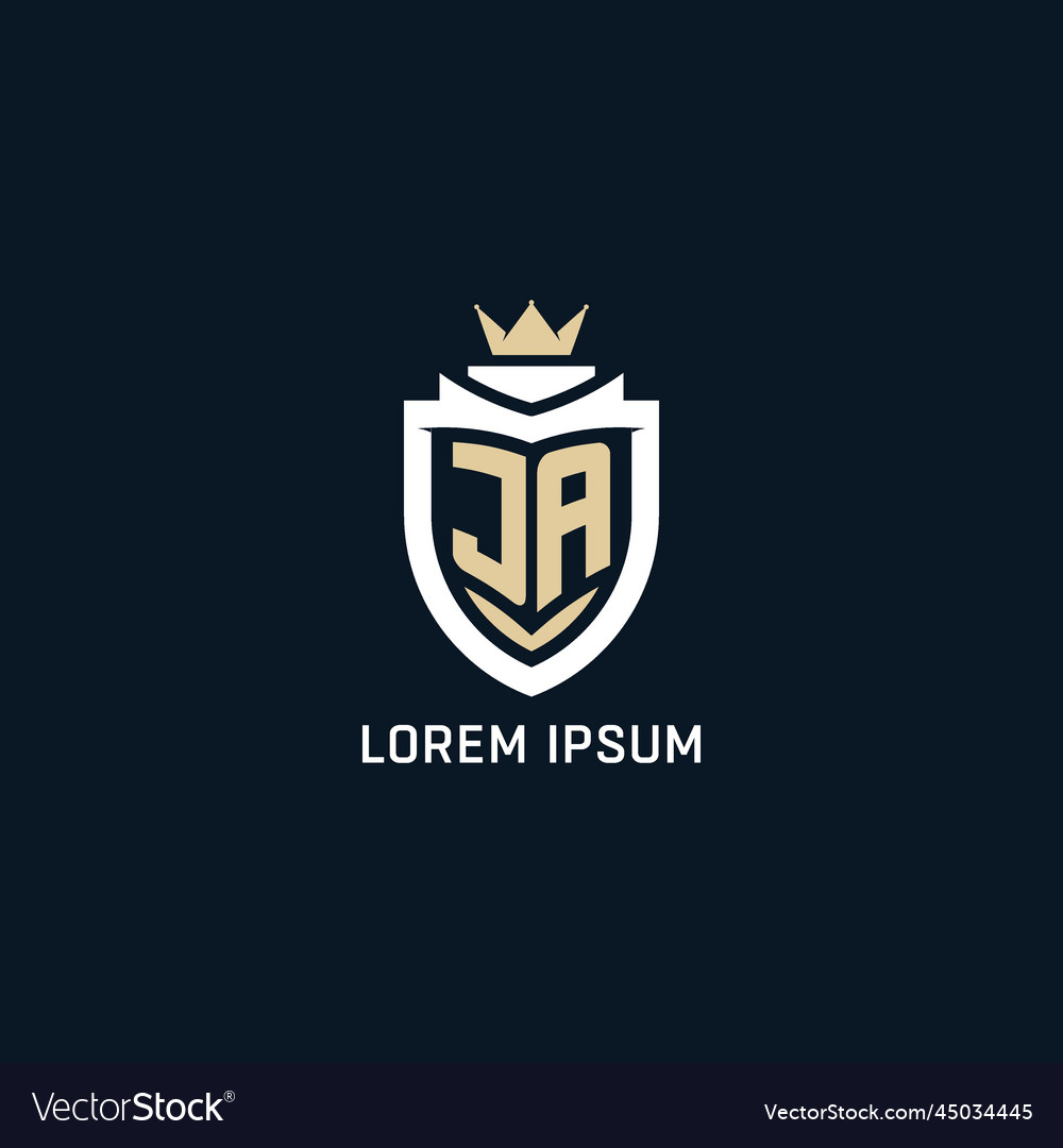 Initial Letter Ja Shield And Crown Logo Style Vector Image