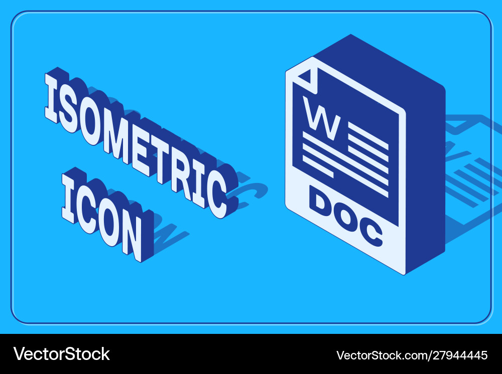 Isometric doc file document download button Vector Image