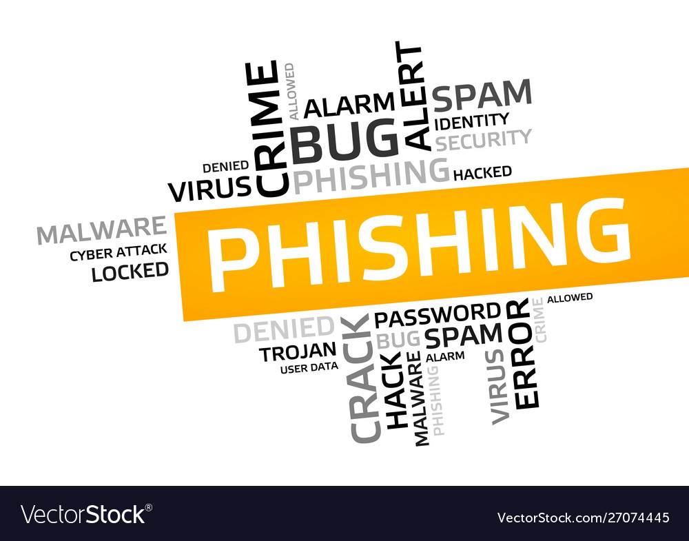 Phishing word cloud tag graphic Royalty Free Vector Image