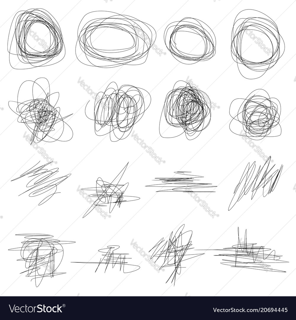 Set abstract hand drawn scribbles Royalty Free Vector Image