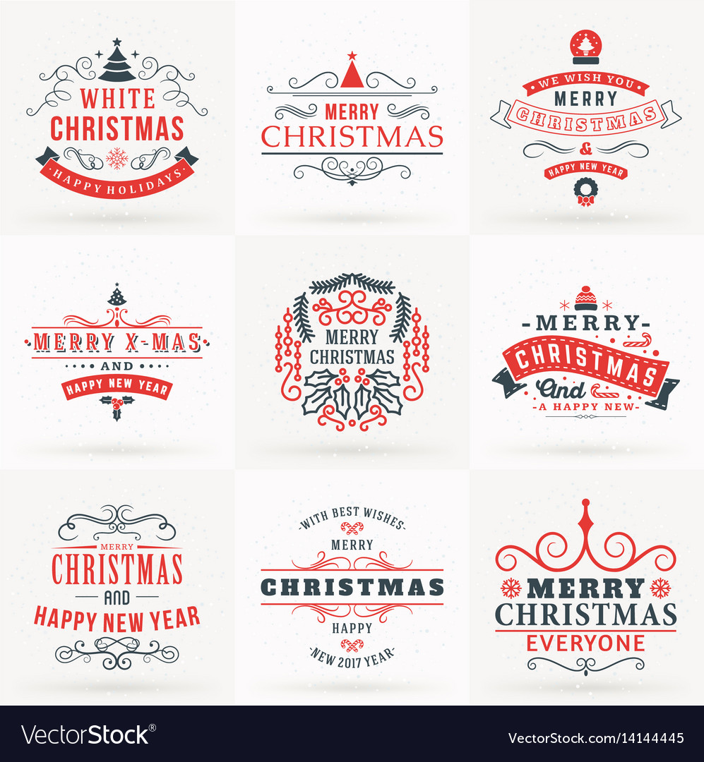 Set of merry christmas and happy new year