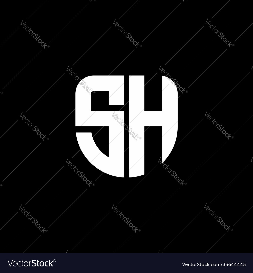 Sh logo monogram with circular shape shield Vector Image