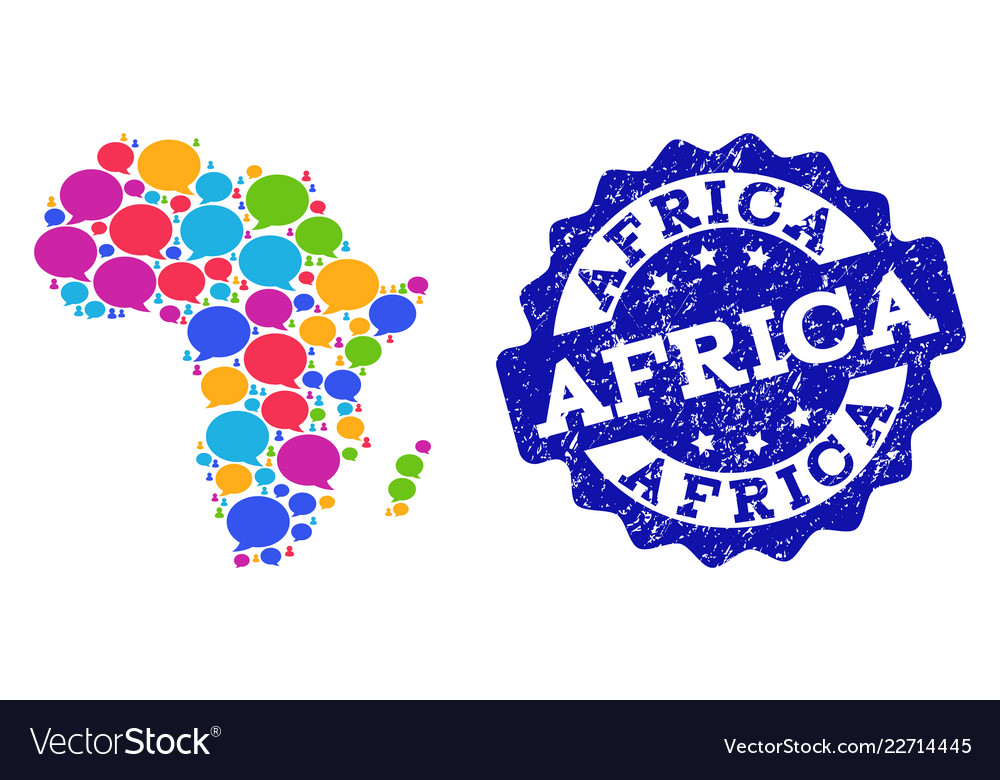 Social network map of africa with chat bubbles Vector Image