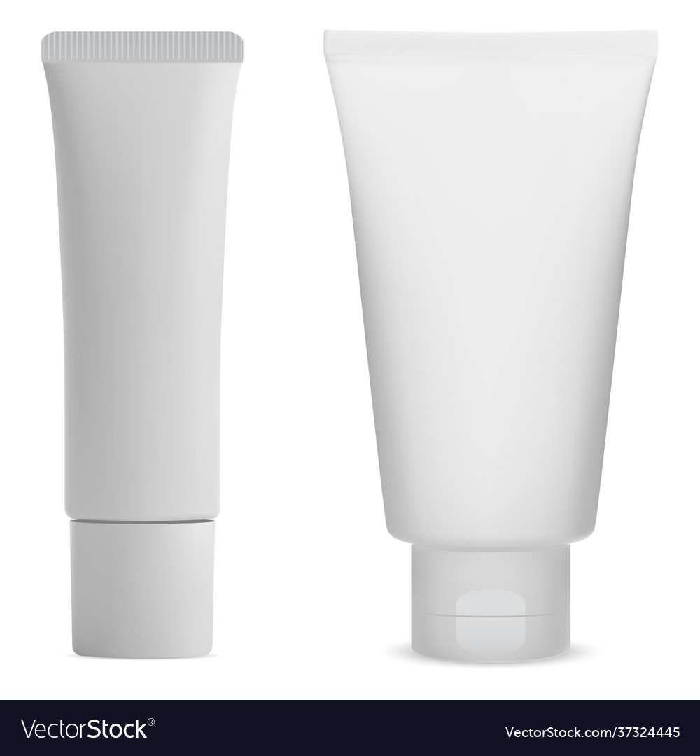 White cream tube side mockup tooth paste package vector image White cream tube side mockup tooth paste package