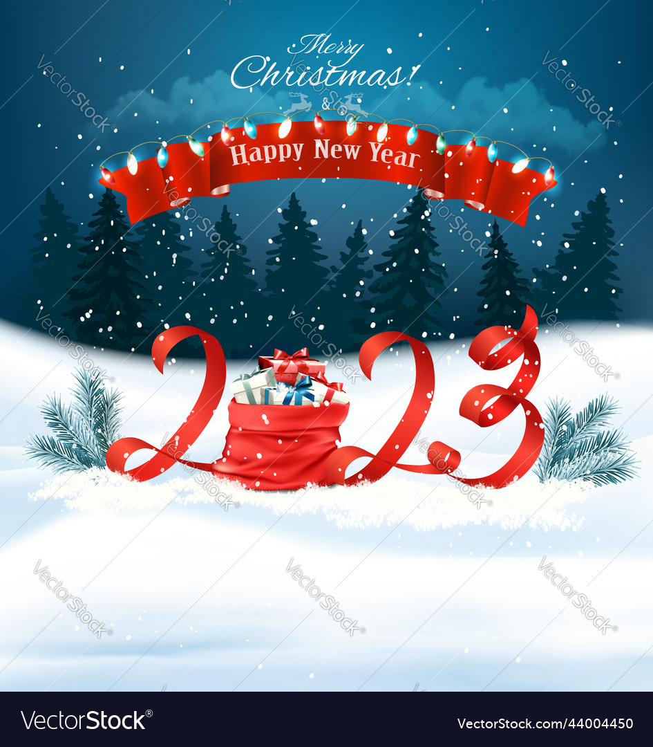 2023 happy new year and merry christmas holiday Vector Image