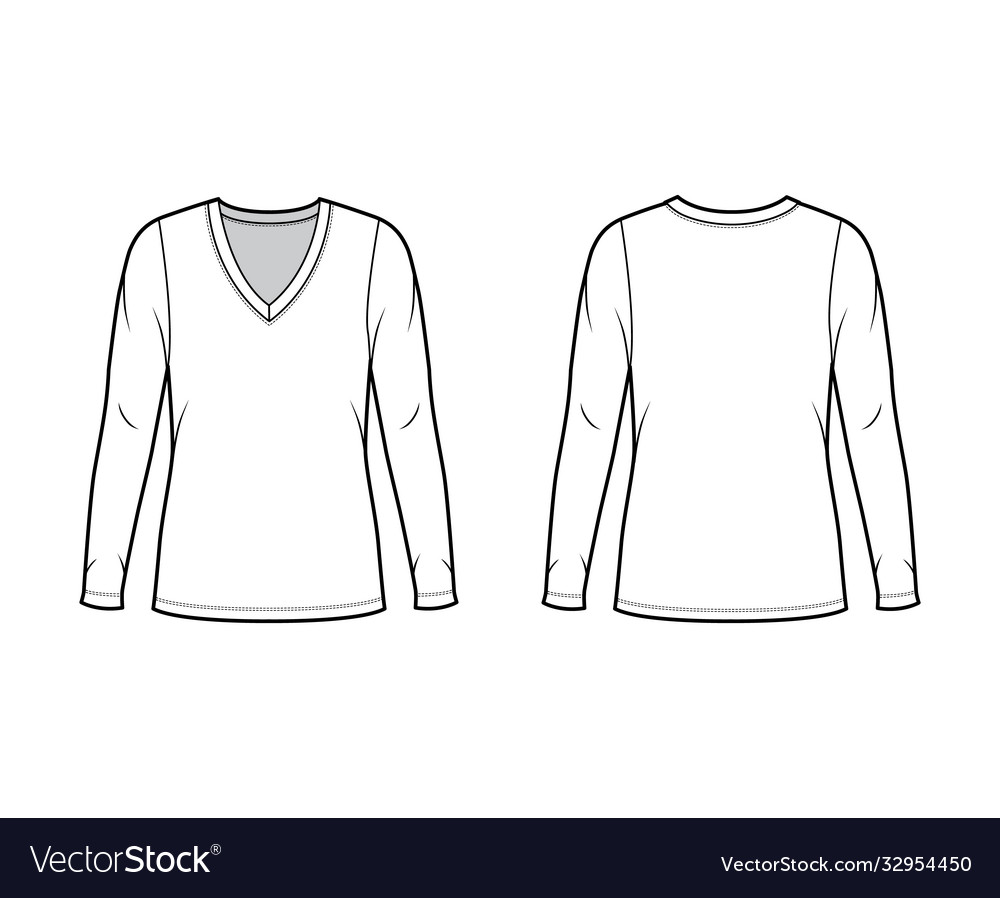 Deep v-neck jersey sweater technical fashion