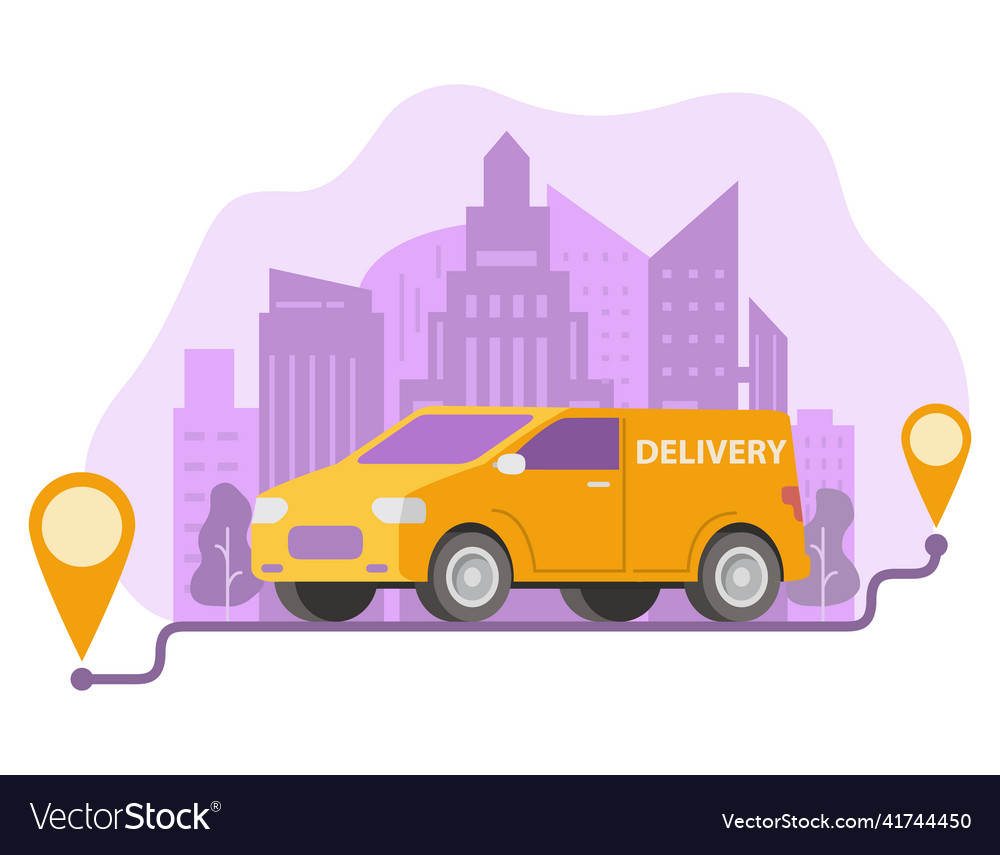 Delivery truck carrying parcels on points