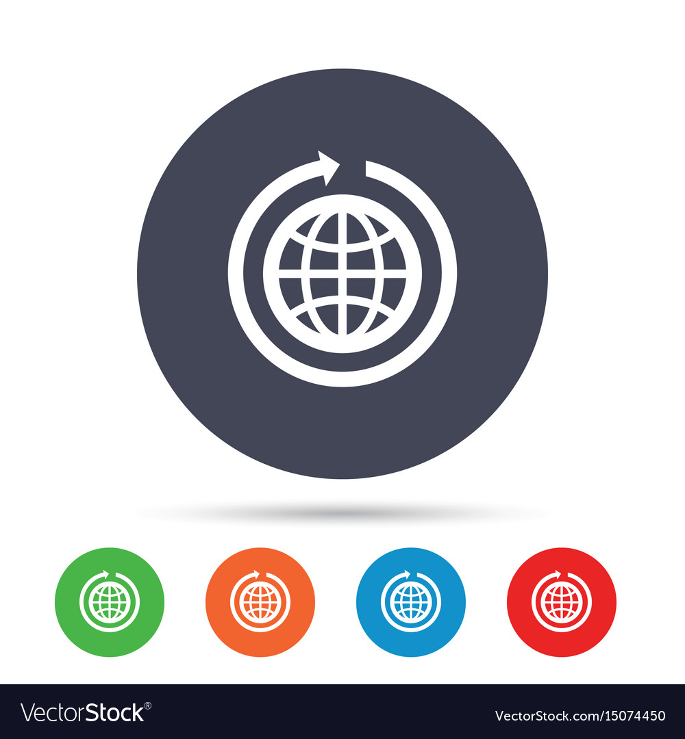 Globe sign icon round the world arrow symbol