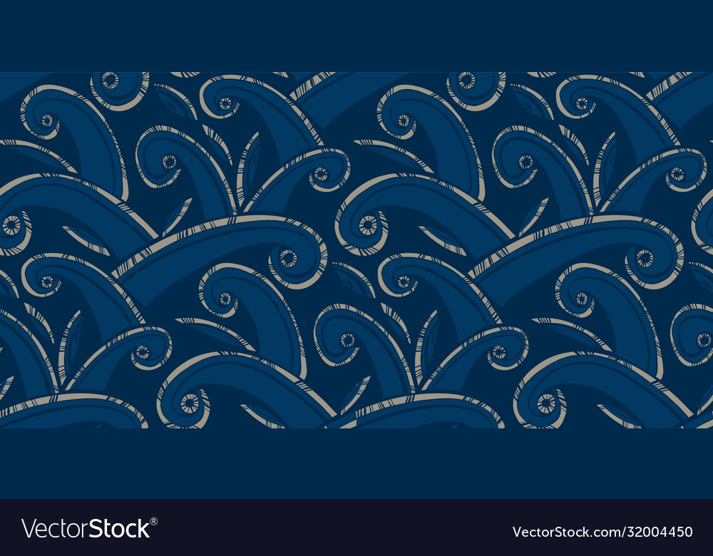 Huge ocean waves ethnic style pattern