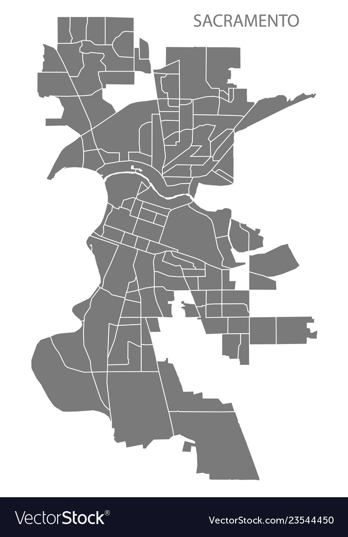 Sacramento california city map with neighborhoods