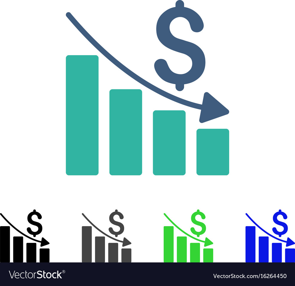 Sales crisis chart flat icon Royalty Free Vector Image