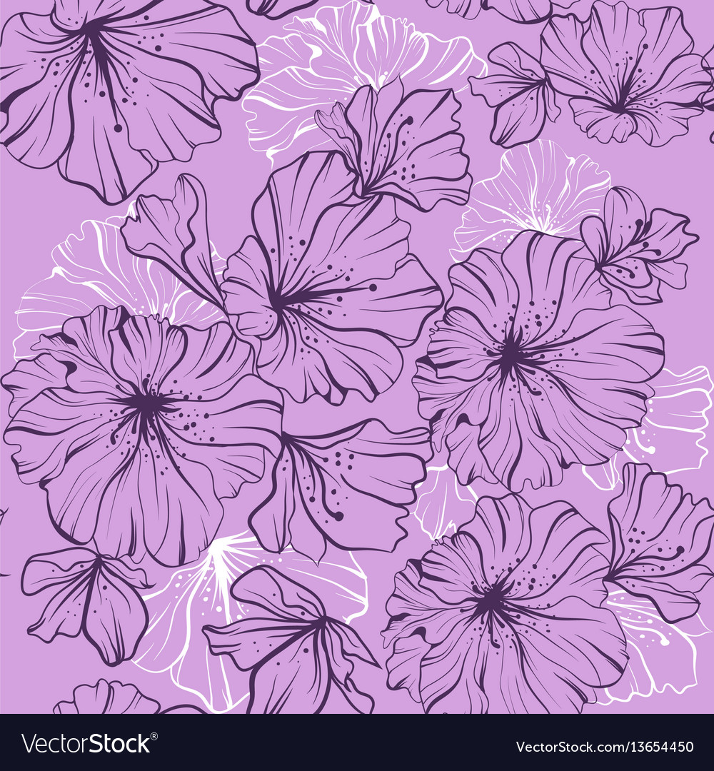 Seamless pattern dark flowers in one paint Vector Image