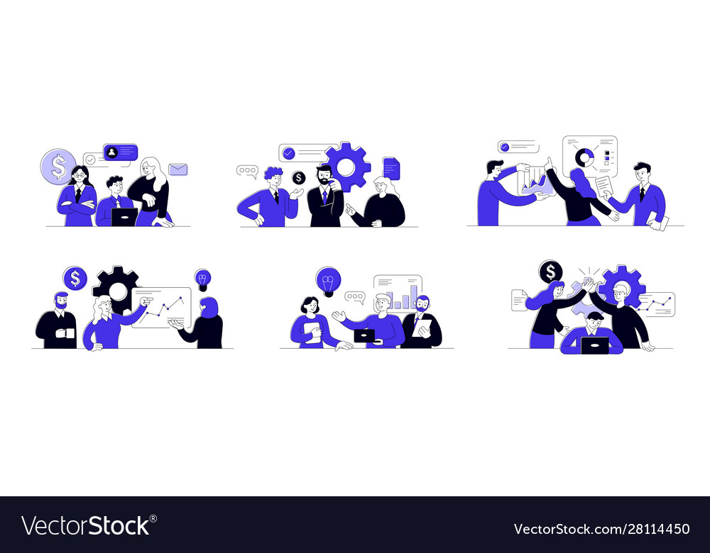 Set succesfull team Royalty Free Vector Image - VectorStock