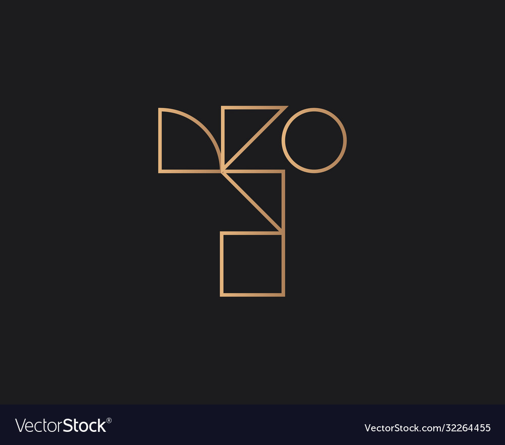 Abstract letter t logo design template on dark