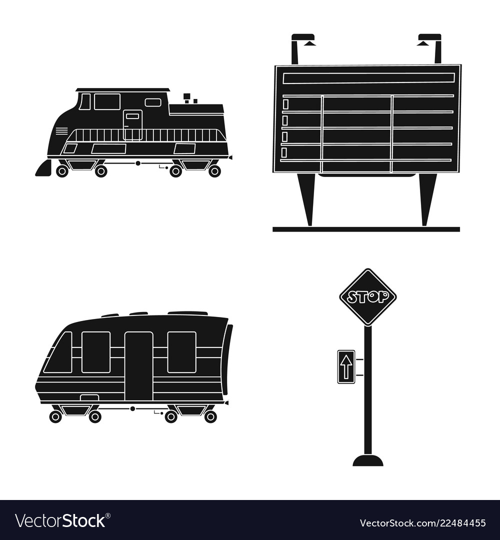 Isolated object of train and station logo set