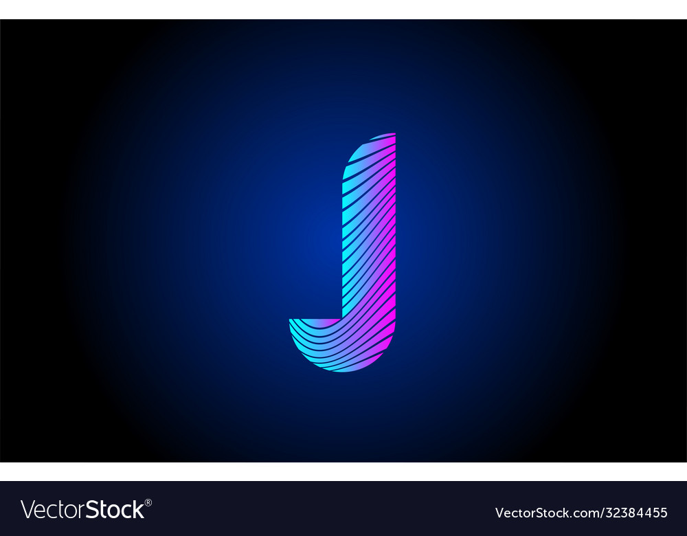 J pink blue alphabet letter logo icon for company Vector Image