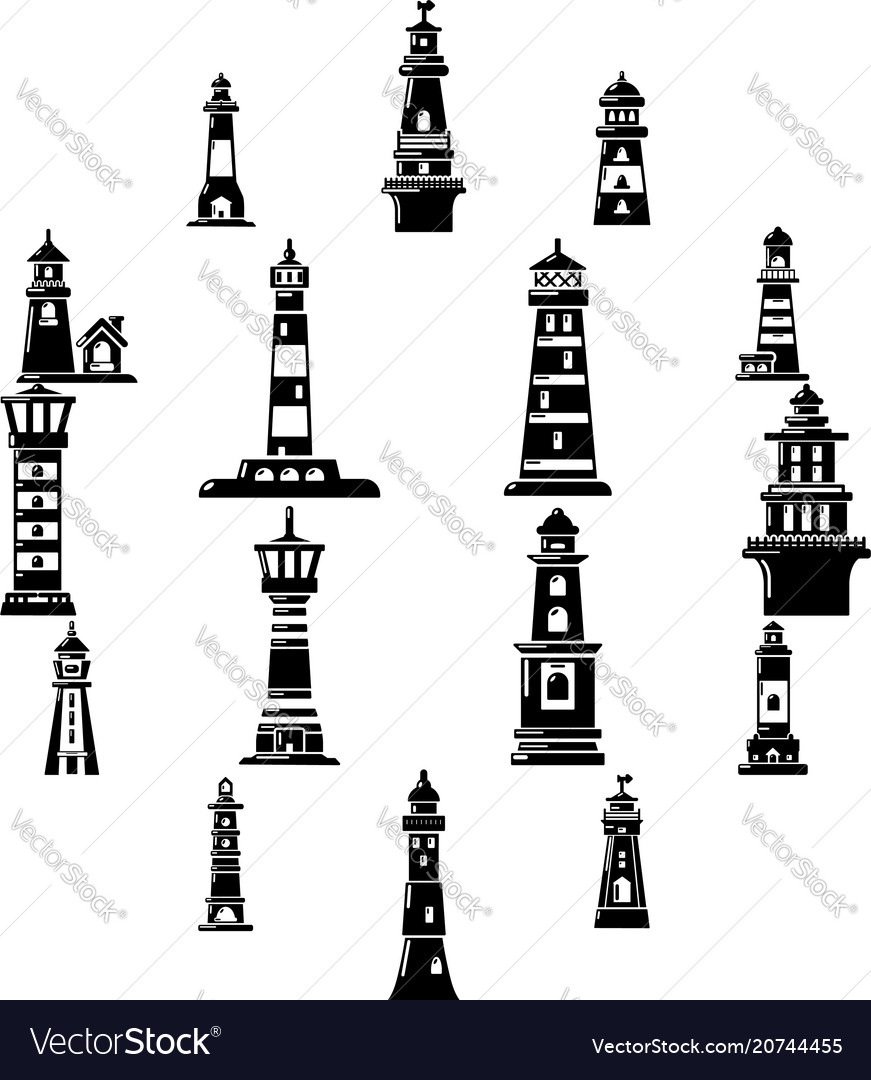 Lighthouse Icons Set Simple Style Royalty Free Vector Image