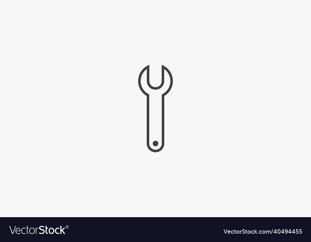 Line icon wrench isolated on white background