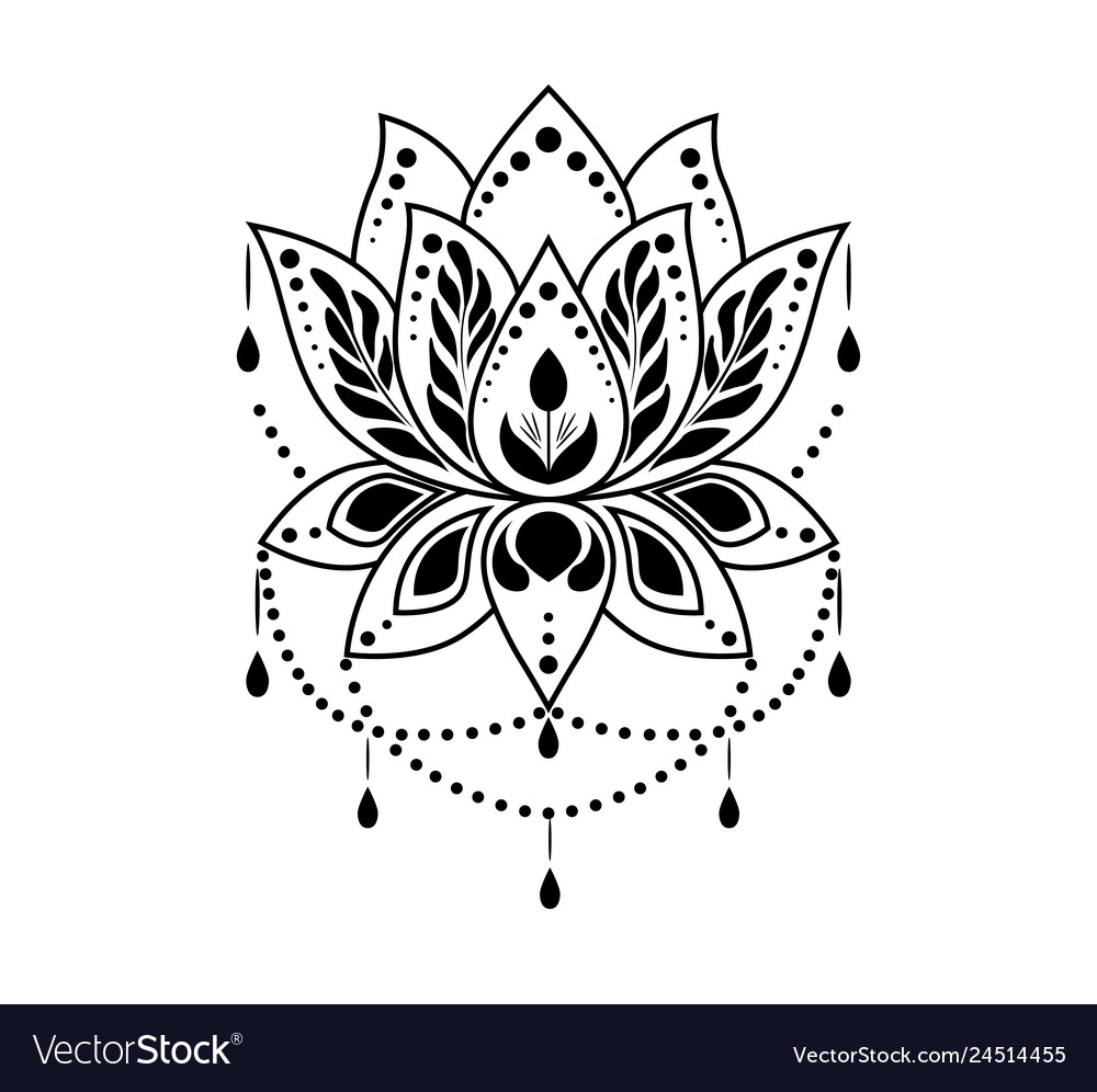 Download Mehndi lotus flower pattern for henna drawing and Vector Image