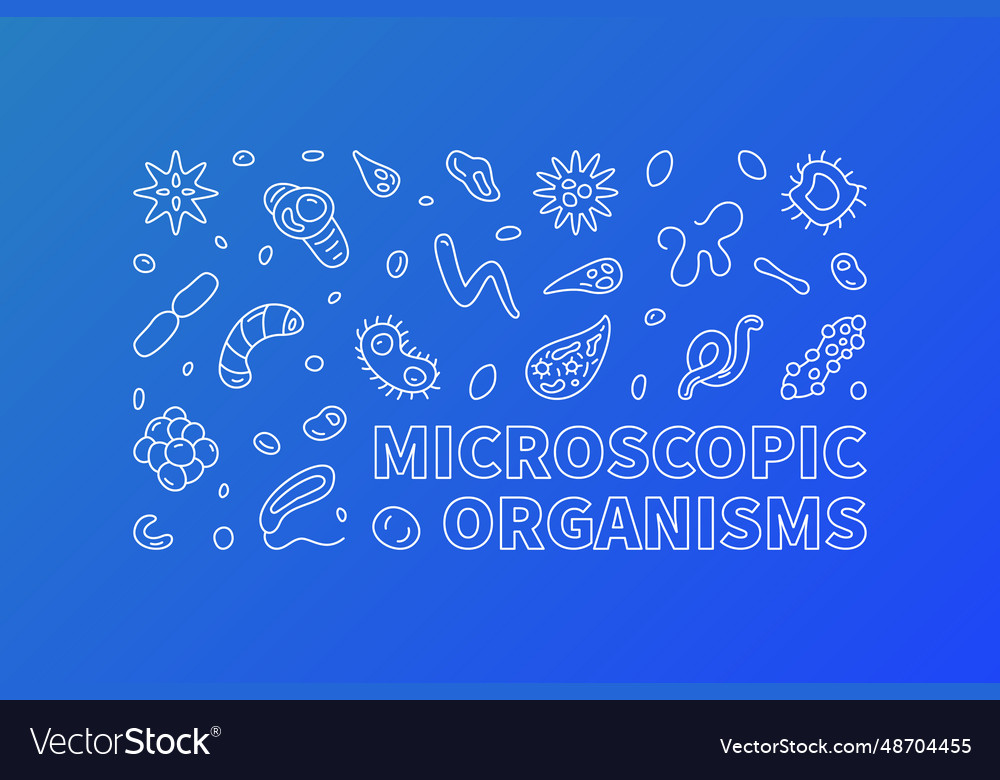 Microscopic organisms microbiology blue outline