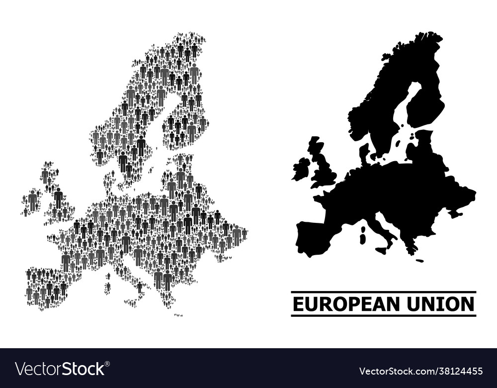 People collage map euro union and solid