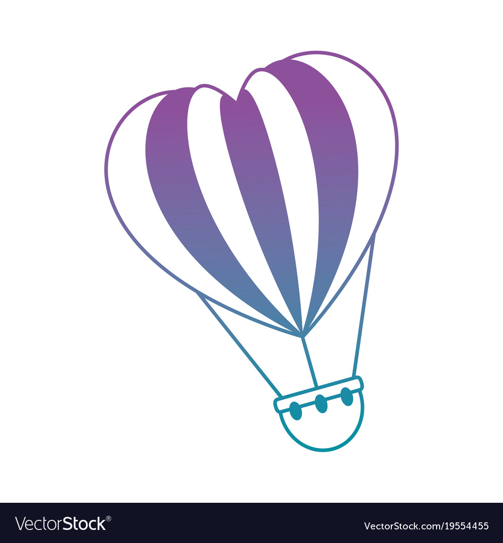 Romantic travel in balloon air hot with heart