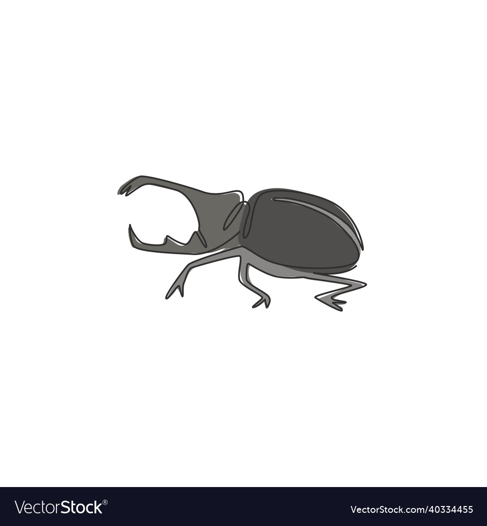 Single one line drawing of funny beetle