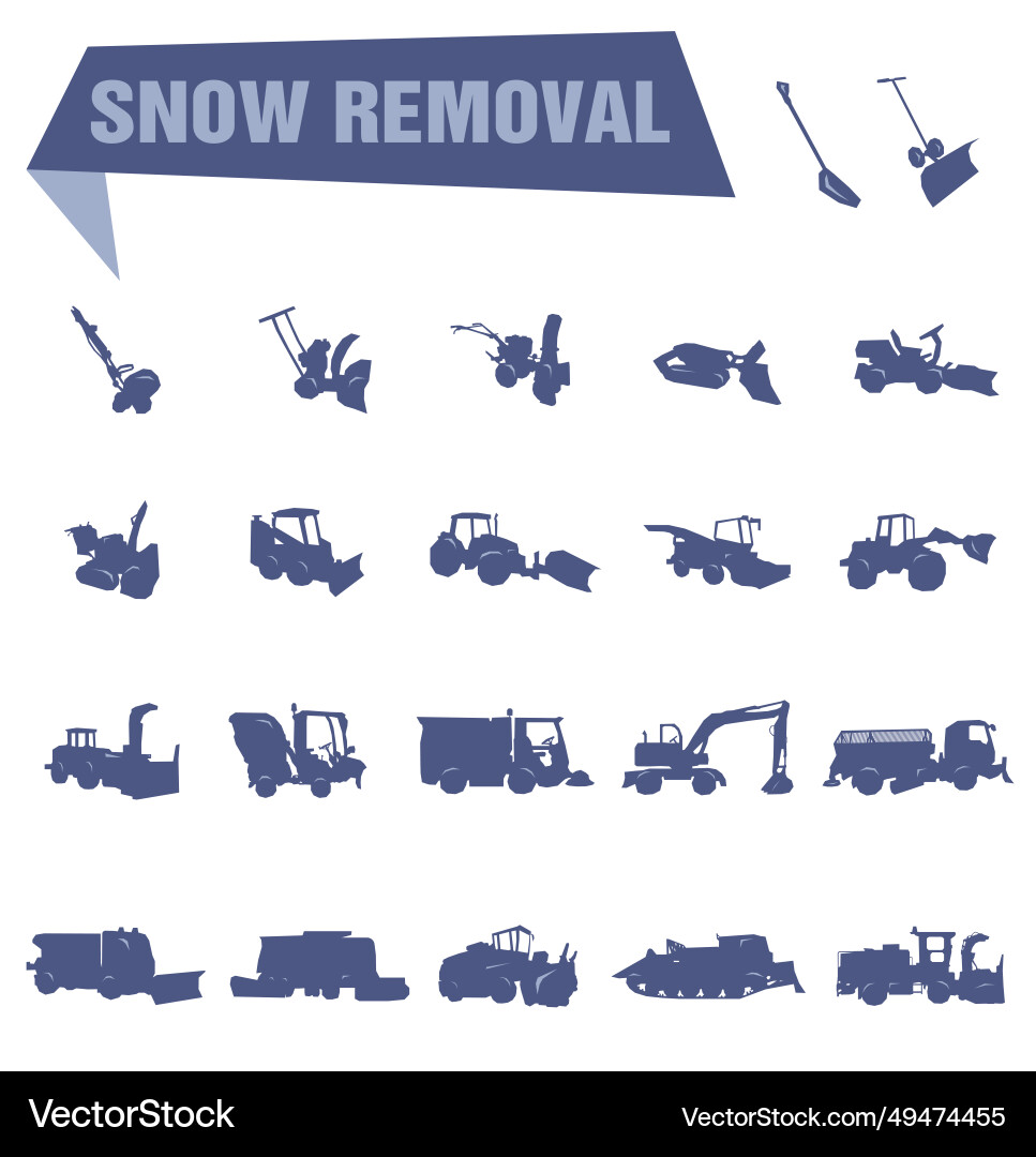 Snow removal machines from simple to complex Vector Image