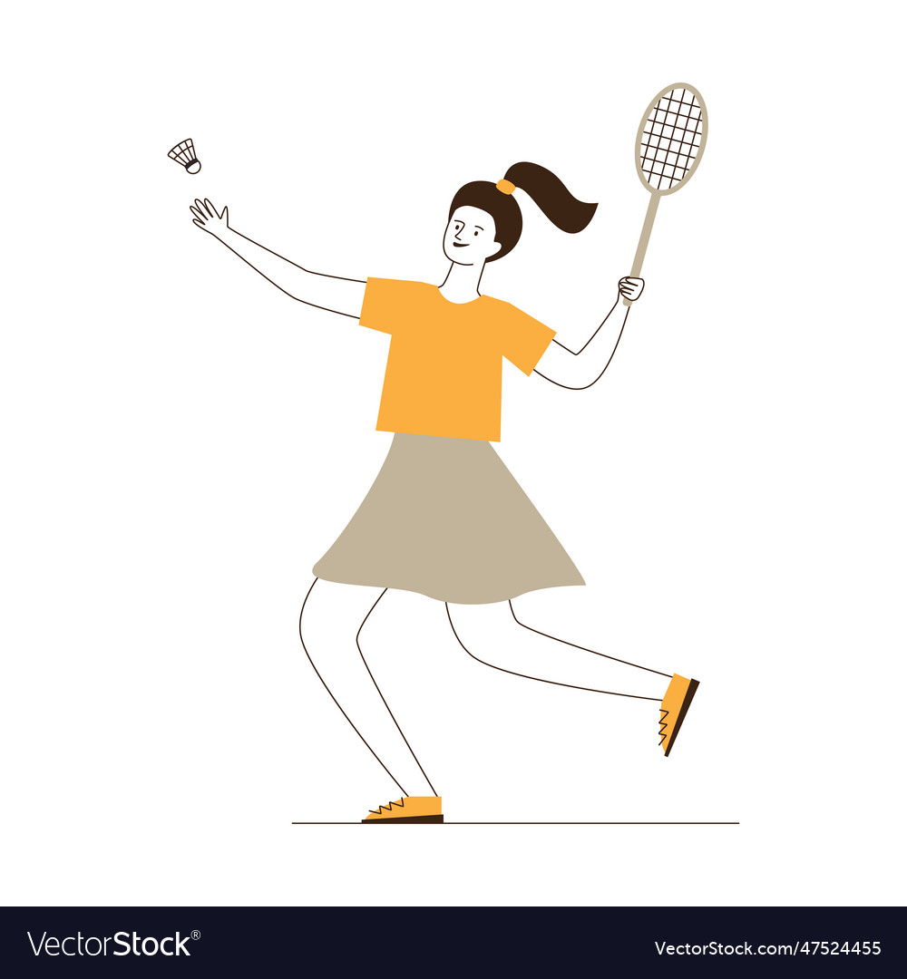 Young woman playing badminton Royalty Free Vector Image