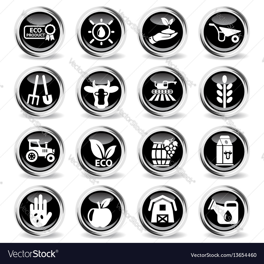 Agricultural icon set Royalty Free Vector Image