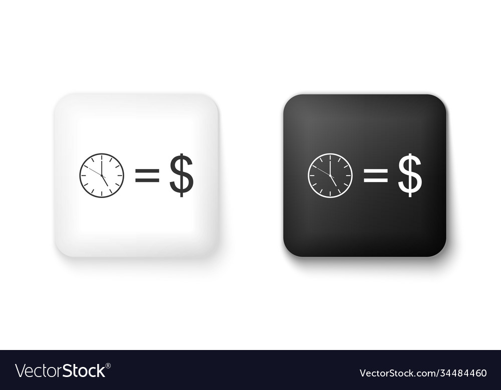 Black and white time is money icon isolated