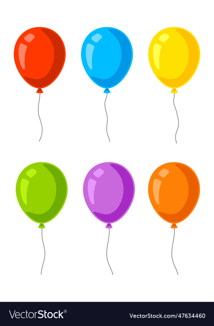 Color balloons set happy birthday and party