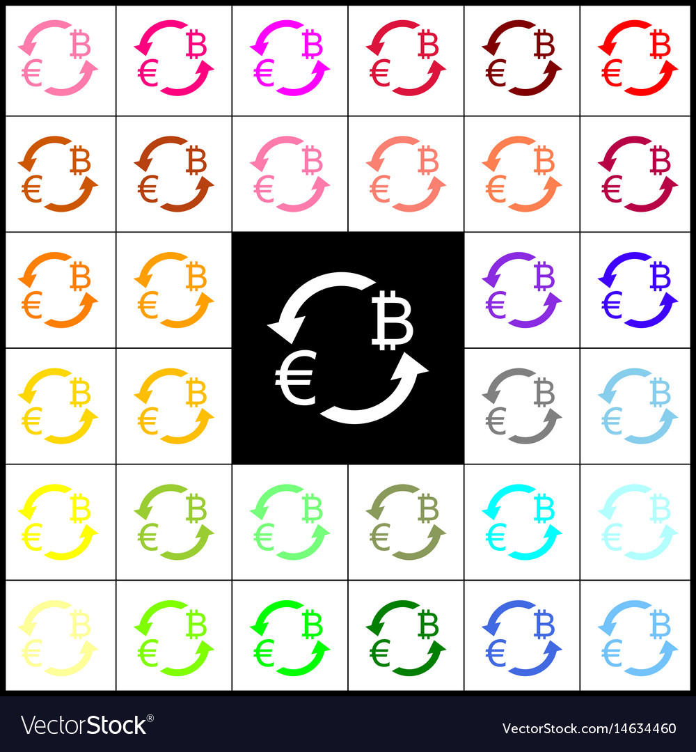 Currency exchange sign euro and bitcoin