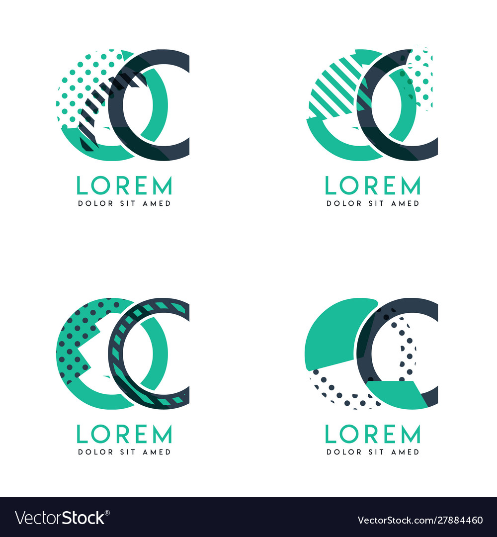 Four abstract cq logo posts set with dot