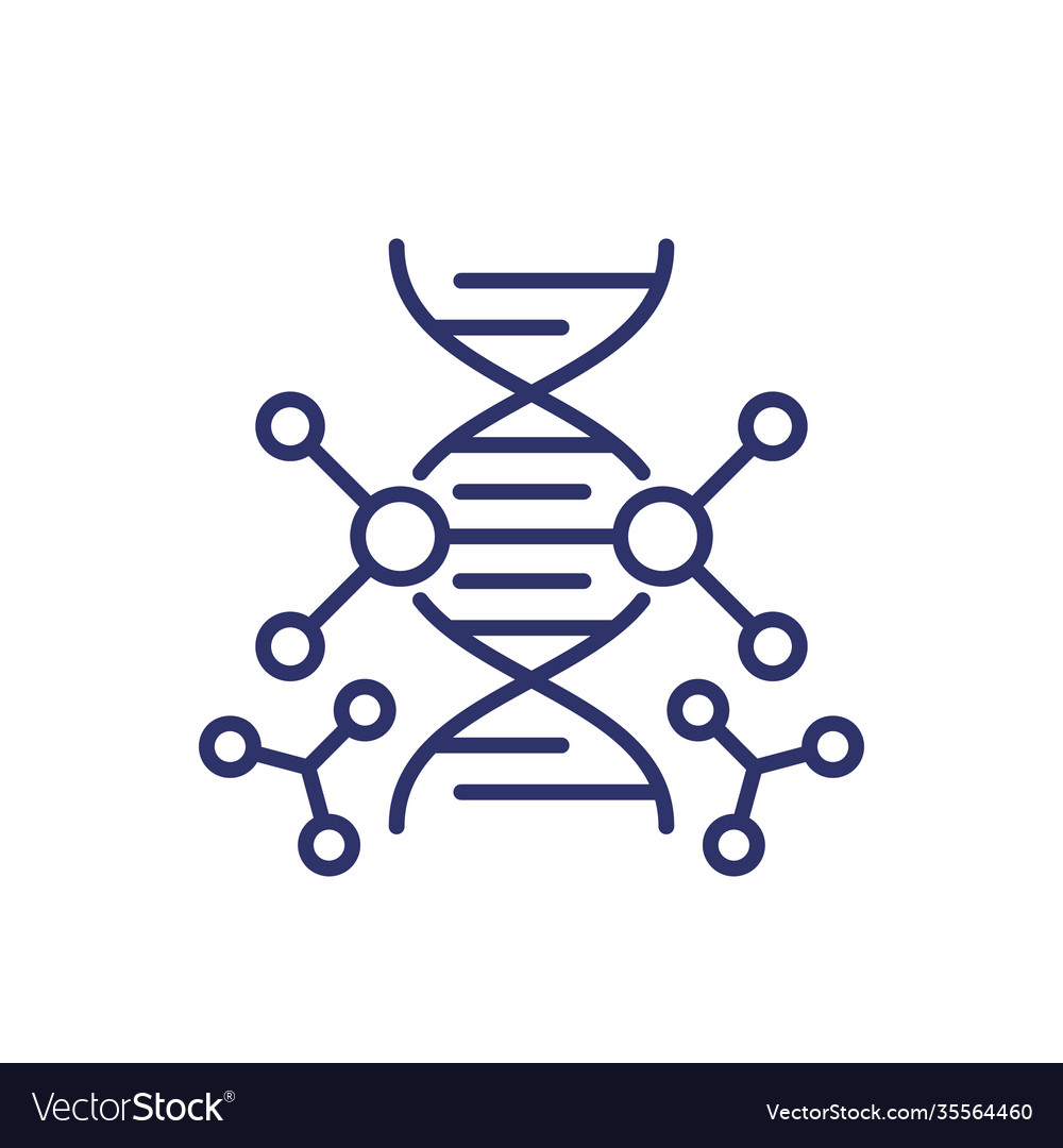 Genetic engineering and dna modification line icon