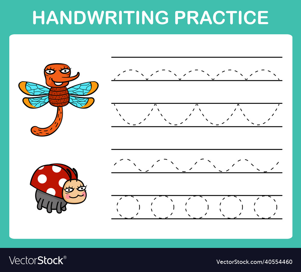 Handwriting practice sheet Royalty Free Vector Image