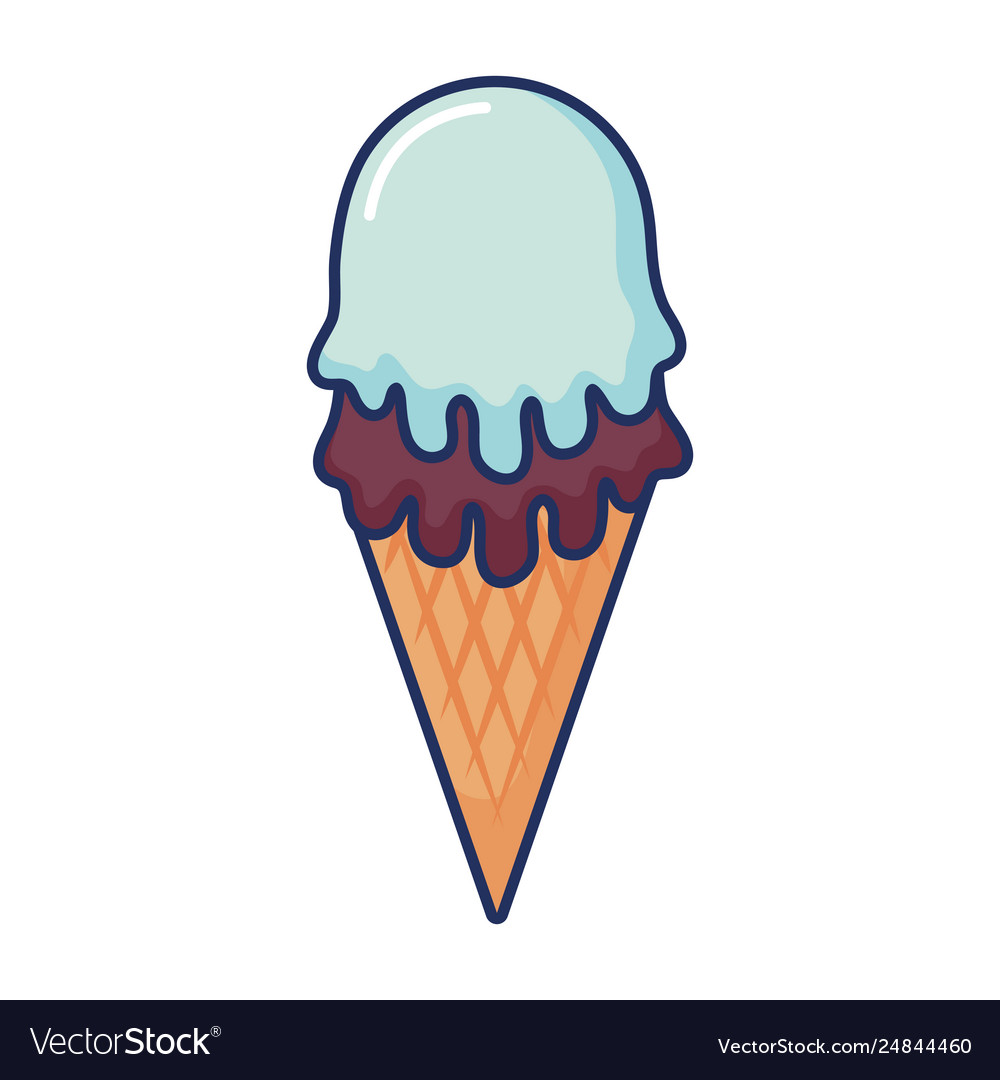 Ice cream sundae cone wafer sweet Royalty Free Vector Image