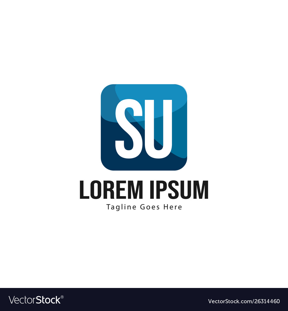 Initial su logo template with modern frame Vector Image