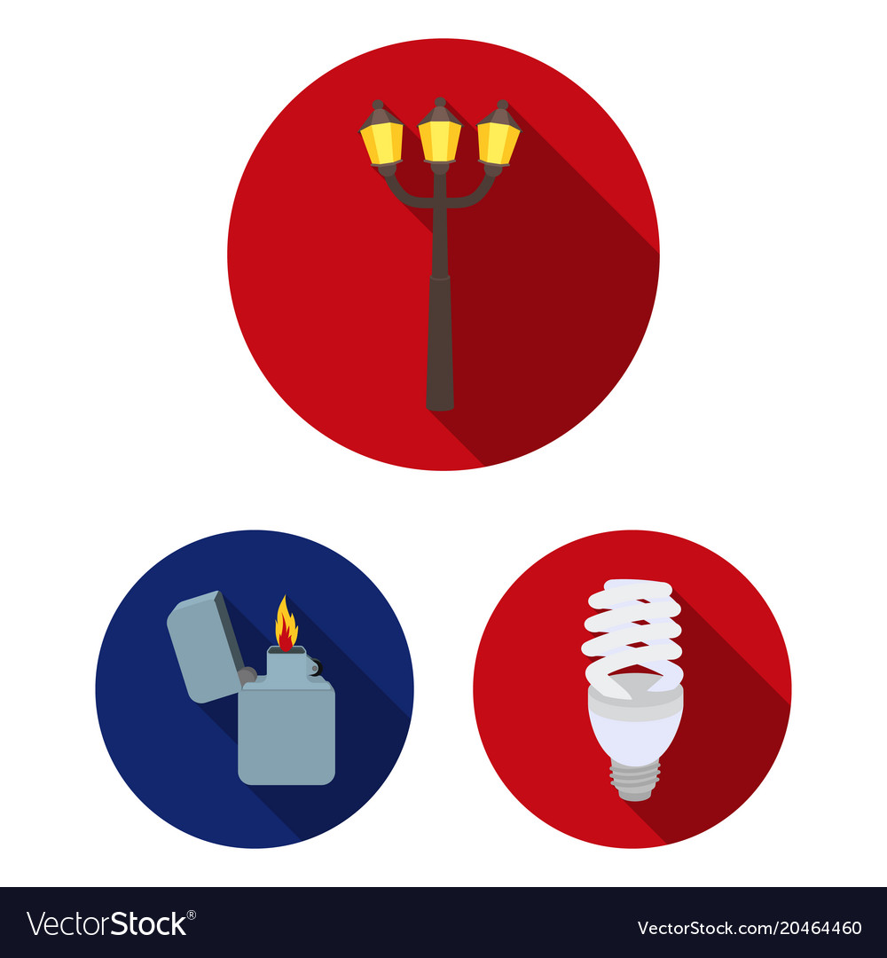 Light source flat icons in set collection