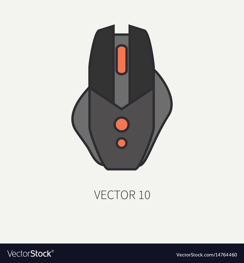Line flat color computer part icon mouse