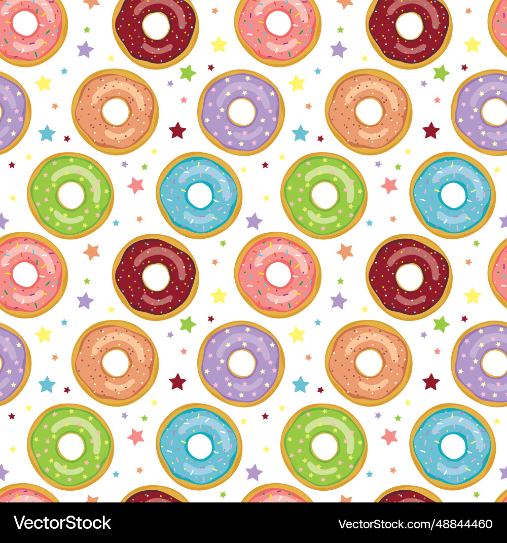 Seamless pattern with glazed colored donuts Vector Image