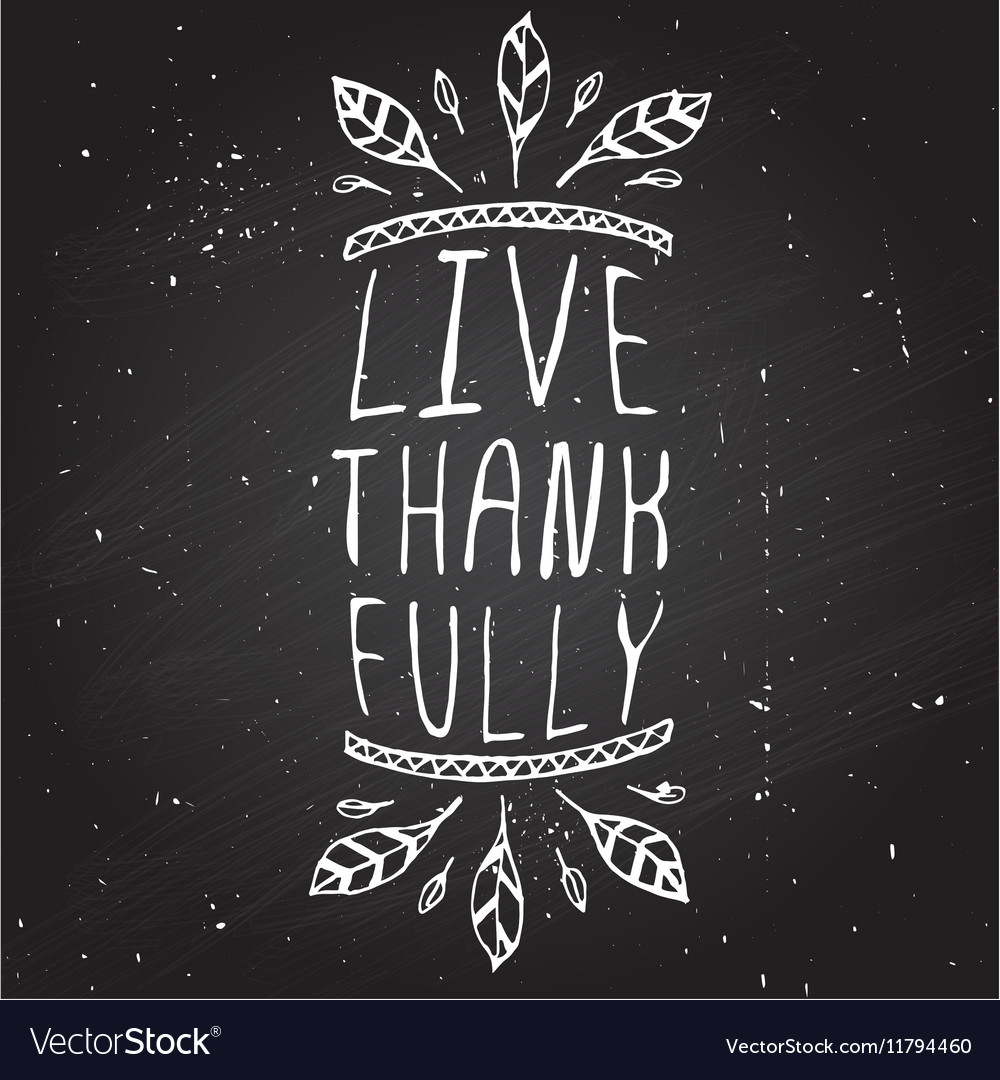 Thanksgiving label with text on chalkboard