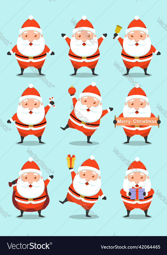 Cute santa claus character set Royalty Free Vector Image