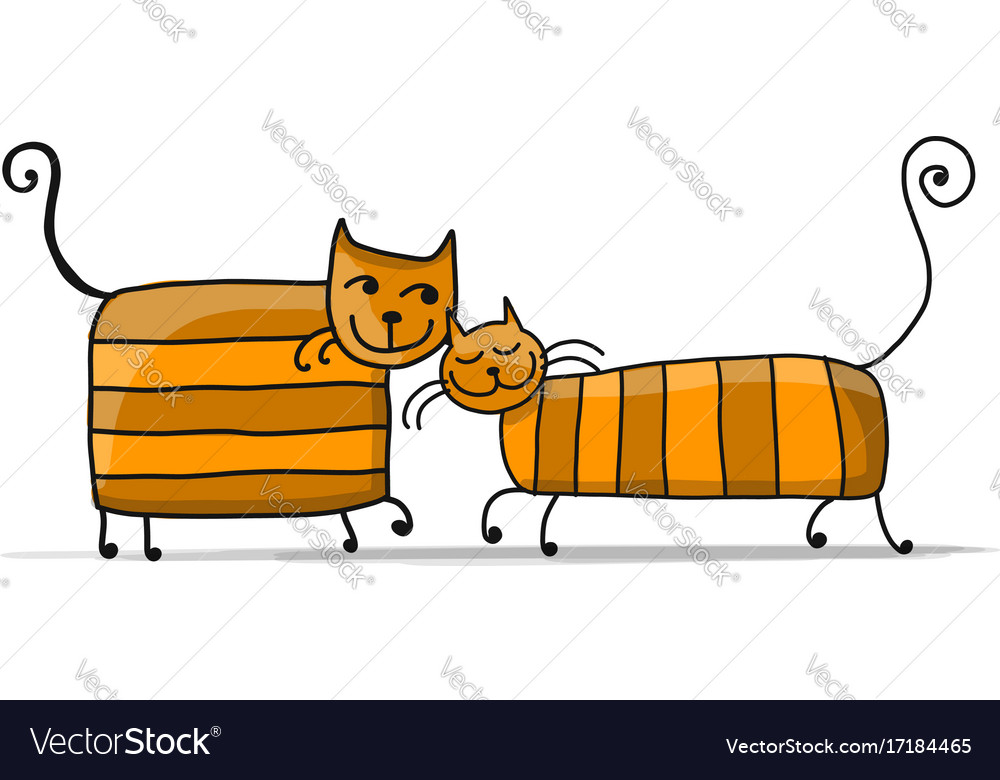 Cute striped cats sketch for your design